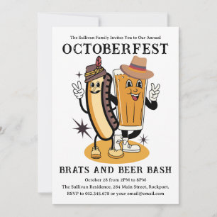 Octoberfest Brats and Beer Herfst Party Retro Kaart