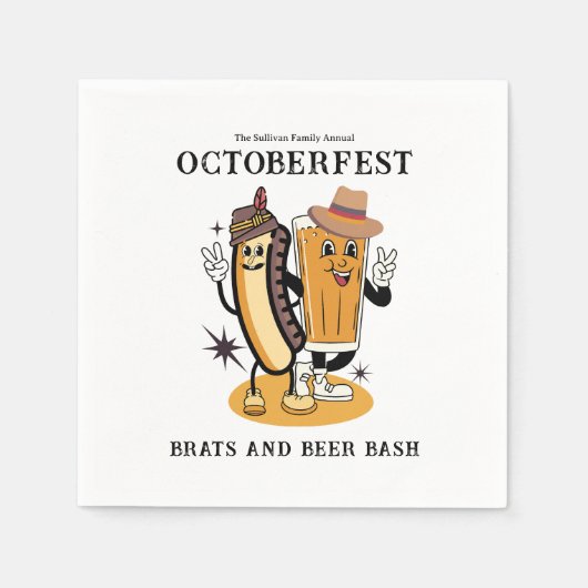 Octoberfest Brats and Beer Herfst Party Retro Servet (Voorkant)