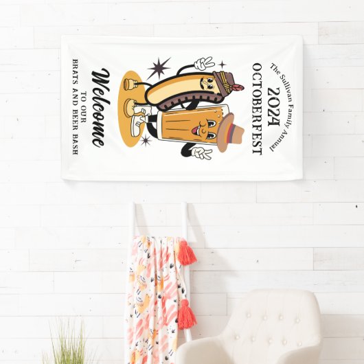Octoberfest Brats and Beer Herfst Party Retro Spandoek (Insitu)