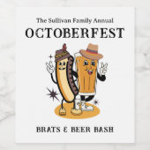 Octoberfest Brats and Beer Herfst Party Retro Wijn Etiket (Enkel label)