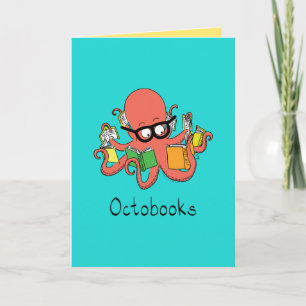 Octobooks - Octopus Lecture Livres Carte de voeux