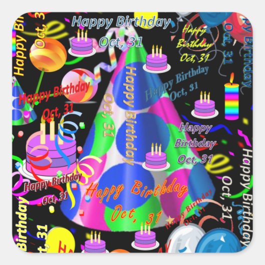 Octobre, 31 Stickers Anniversaires de enfants (Devant)