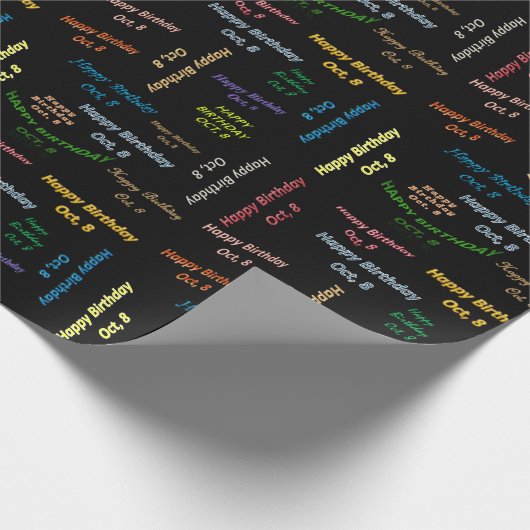 Octobre, 8 Anniversaire Papier cadeau d'enveloppem (Coin)