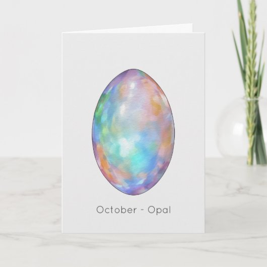 Octobre Birthstone Opal Bonne carte d'anniversaire (Devant)