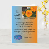 Octobre Carte d'anniversaire - Marigold et Opal (Fleur jaune)