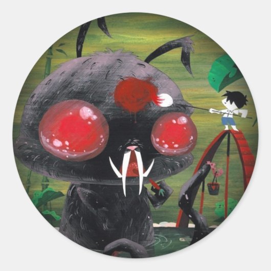 Octobunny - Vervagen naar Zwart Ronde Sticker (Voorkant)