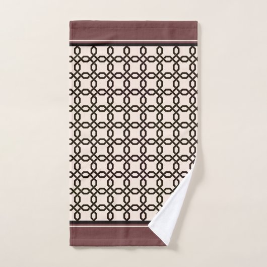 Octogone Patroon Donkerbruin en Crème Bad Handdoek (Handdoek)