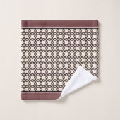 Octogone Patroon Donkerbruin en Crème Bad Handdoek (Wasdoekje)