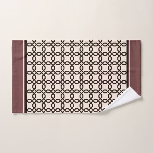 Octogone Patroon Donkerbruin en Crème Bad Handdoek (Handdoek)