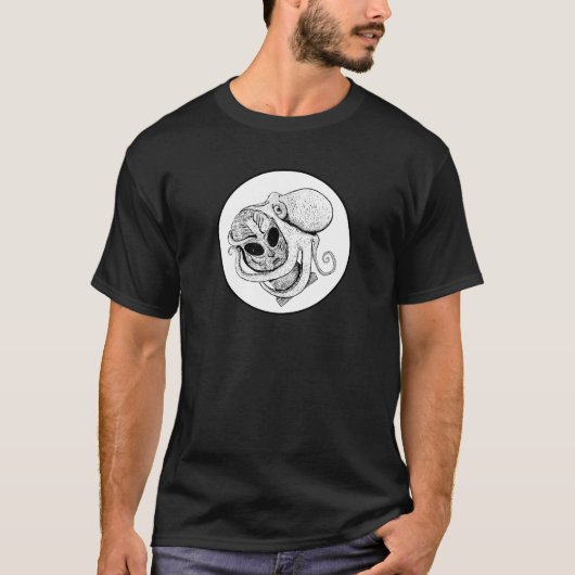 Octogray - De vreemde octopus en aliensculptuur T-shirt (Voorkant)