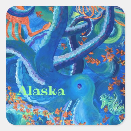 Octopacifica _ALASKA vierkante Sticker (Voorkant)