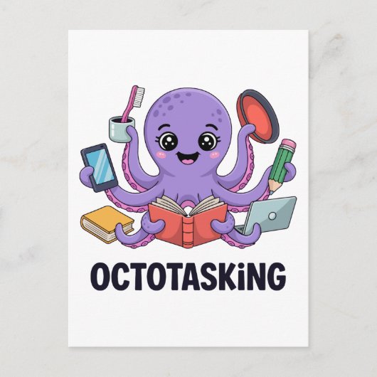 Octopasken in multitaskmodus briefkaart (Voorkant)