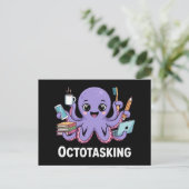 Octopasken in multitaskmodus briefkaart (Staand voorkant)
