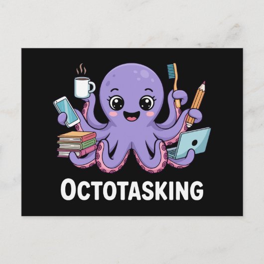 Octopasken in multitaskmodus briefkaart (Voorkant)