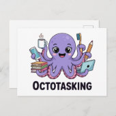 Octopasken in multitaskmodus feestdagenkaart (Voorkant / Achterkant)