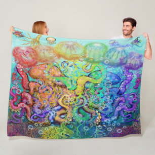 Octopi Fleece Dekbed Deken