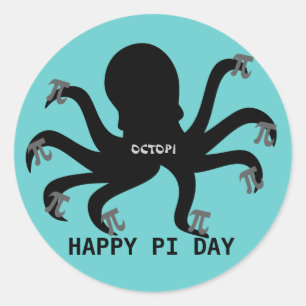 Octopi Pi Day Ronde Sticker