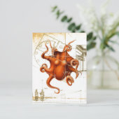  Octopi zee Squid Steampunk Octopus Briefkaart (Staand voorkant)