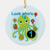 Octopus 1e Verjaardag T-shirts en geschenken Keramisch Ornament (Voorkant)