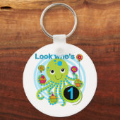 Octopus 1e Verjaardag T-shirts en geschenken Sleutelhanger (Voorkant)