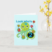 Octopus 2e Verjaardag T shirten en geschenken Kaart (Gele Bloem)