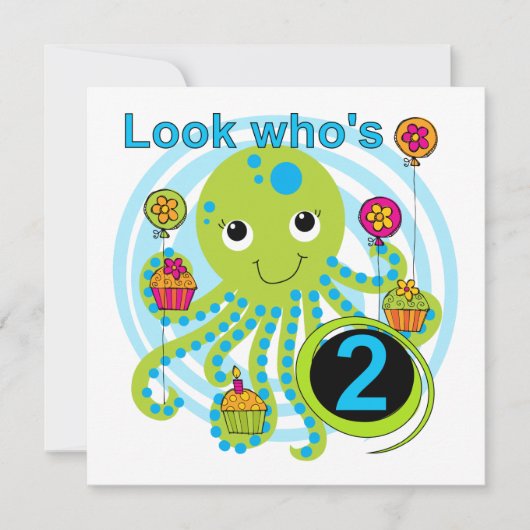 Octopus 2e Verjaardag T shirten en geschenken Kaart (Voorkant)
