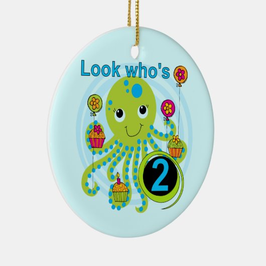 Octopus 2e Verjaardag T shirten en geschenken Keramisch Ornament (Rechts)
