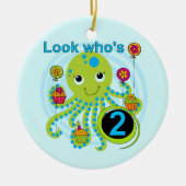 Octopus 2e Verjaardag T shirten en geschenken Keramisch Ornament (Voorkant)