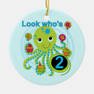 Octopus 2e Verjaardag T shirten en geschenken Keramisch Ornament