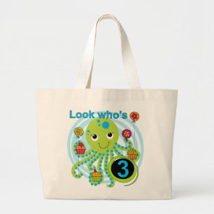 Octopus 3e verjaardag T-shirts en geschenken Grote Tote Bag