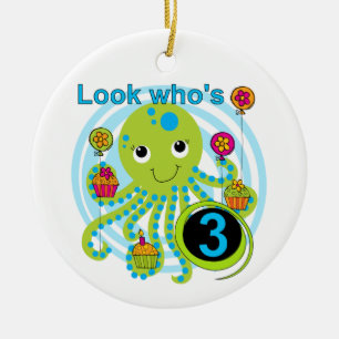 Octopus 3e verjaardag T-shirts en geschenken Keramisch Ornament