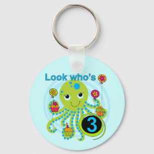 Octopus 3e verjaardag T-shirts en geschenken Sleutelhanger