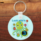 Octopus 3e verjaardag T-shirts en geschenken Sleutelhanger (Voorkant)