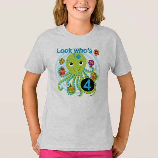 Octopus 4e anniversaire T-shirts et cadeaux (Devant)