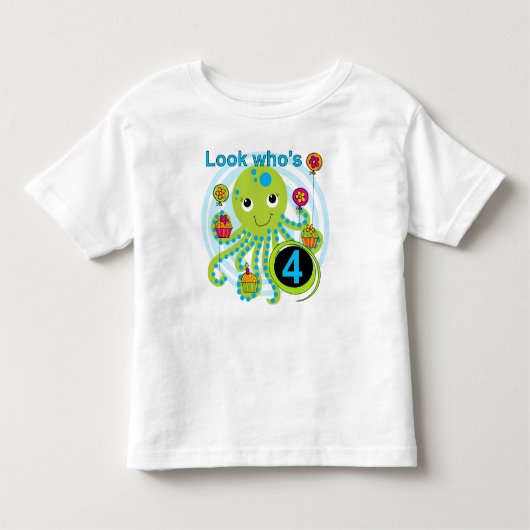 Octopus 4th Birthday T shirten en geschenken Kinder Shirts (Voorkant)