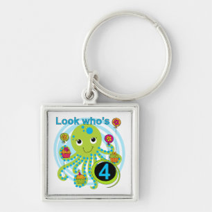 Octopus 4th Birthday T shirten en geschenken Sleutelhanger