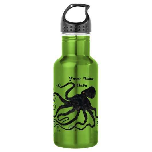 octopus 6 op appelgroen - 18 oz. Waterfles Waterfles (Voorkant)