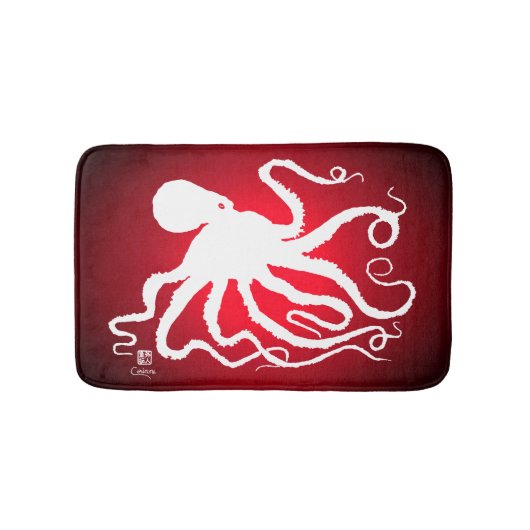 Octopus 6 op Red - Small Bath Mat (Voorkant)