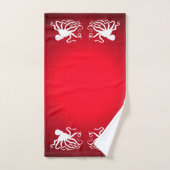 Octopus 6 op rood - Bathroom doekset Bad Handdoek (Handdoek)
