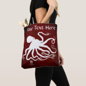 Octopus 6 op rood - Middelgrote Canvas tas (Dichtbij)