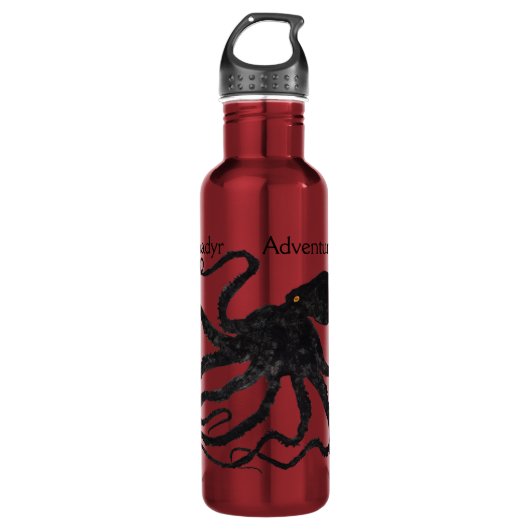 Octopus 6 zwart op rood, anadyr - 24 oz. Fles (Voorkant)