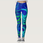 Octopus 8 Blauw Groen - Leggings (Voorkant)