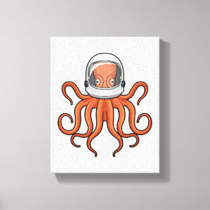 Octopus als astronaut canvas afdruk