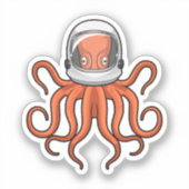 Octopus als astronaut sticker (Voorkant)
