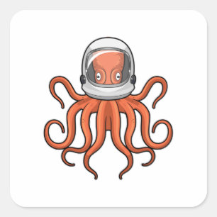 Octopus als astronaut vierkante sticker