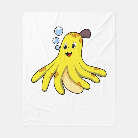 Octopus als banaan fleece deken (Voorkant)