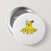 Octopus als Banana Ronde Button 7,6 Cm (Voorkant /achterkant)