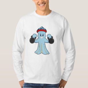 Octopus als Bodybuilder met Dumbbells T-shirt