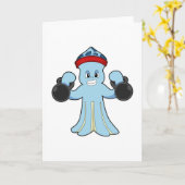 Octopus als bodybuilder met halters kaart (Gele Bloem)