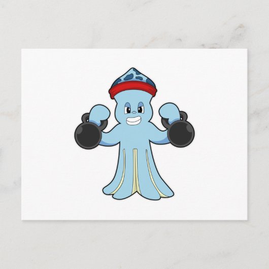 Octopus als Bodybuilder met Hantels Briefkaart (Voorkant)